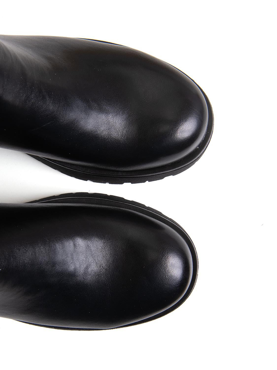 Stivaletto biker con fibbia in vera pelle - NERO