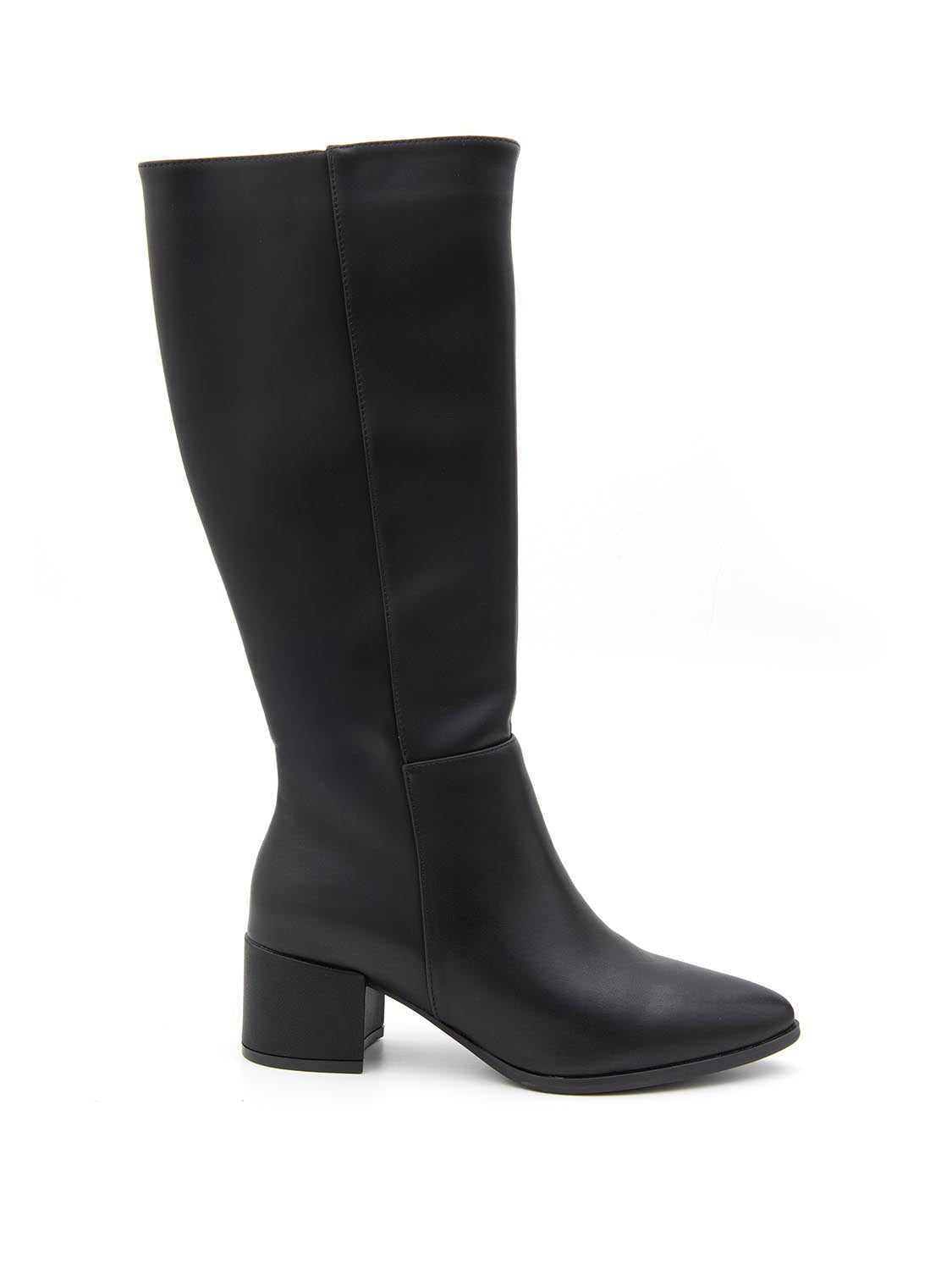 Stivale liscio in vera pelle - NERO