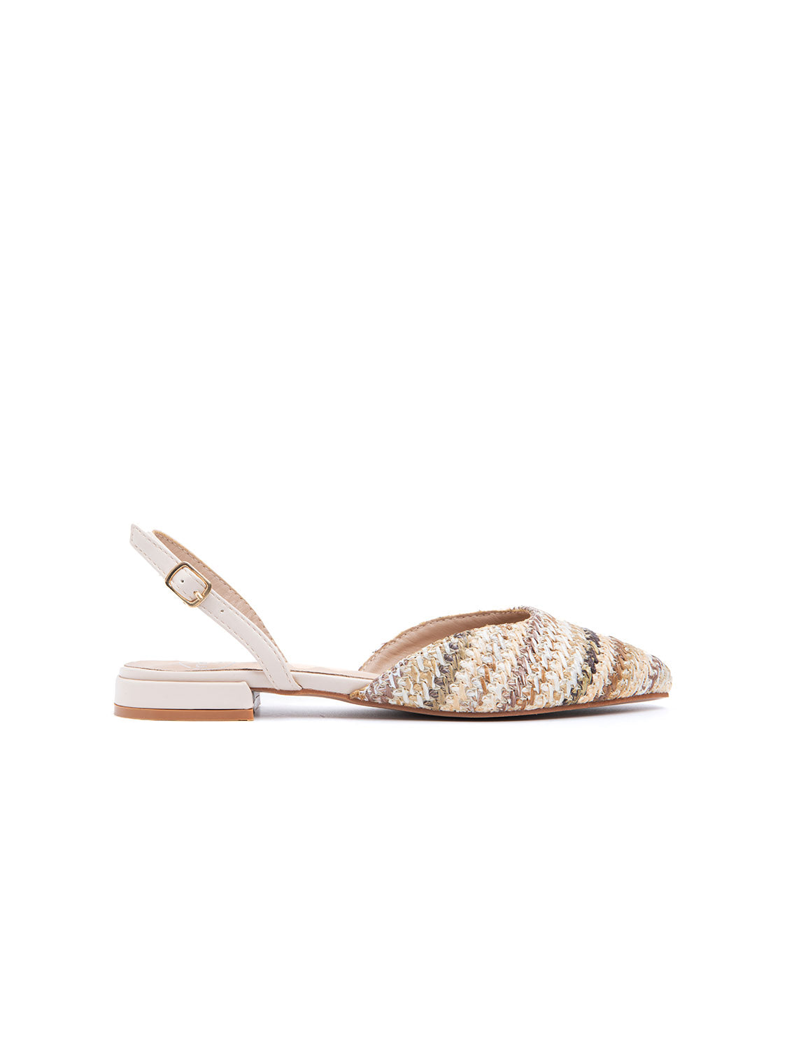 Pointed raffia slingback - BEIGE