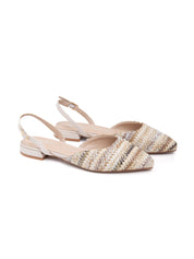 Pointed raffia slingback - BEIGE