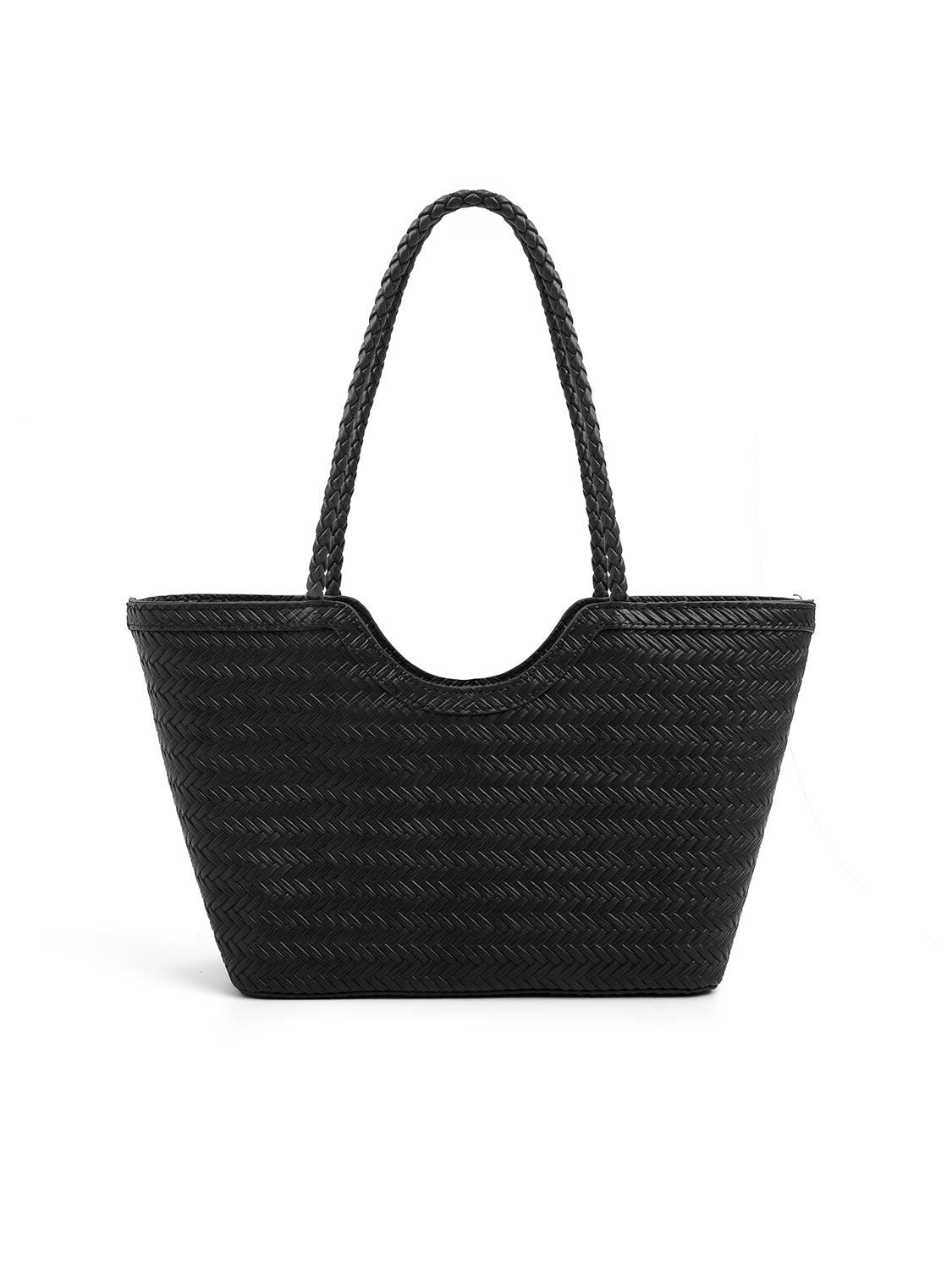Borsa con pochette intrecciata media - NERO