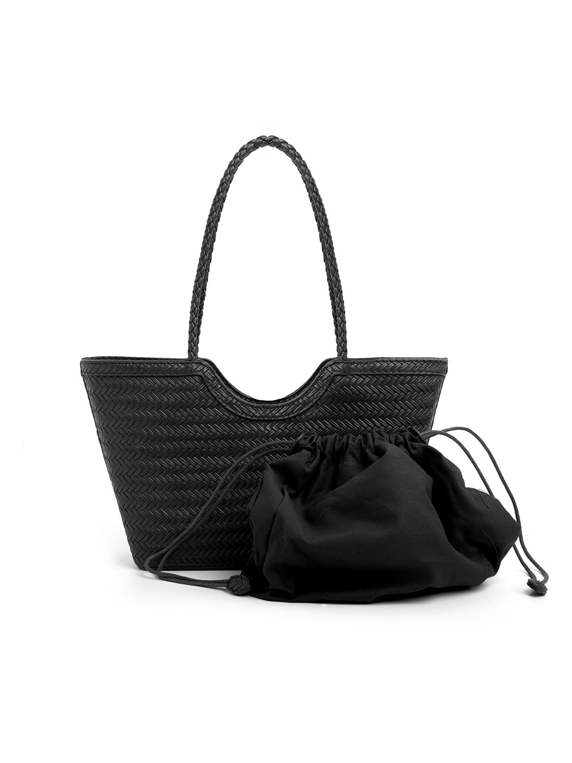 Borsa con pochette intrecciata media - NERO