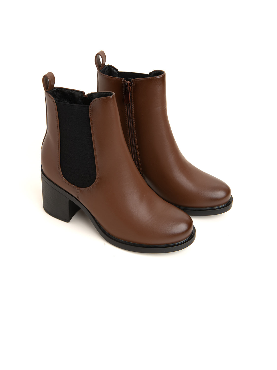 Stivaletto con tacco scultoreo - MARRONE