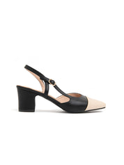 Slingback with medium heel - BLACK/BEIGE