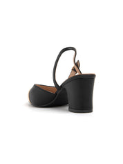 Slingback with medium heel - BLACK/BEIGE