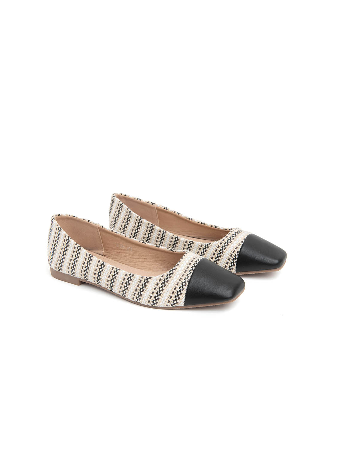 Low ballerina, square toe - BLACK