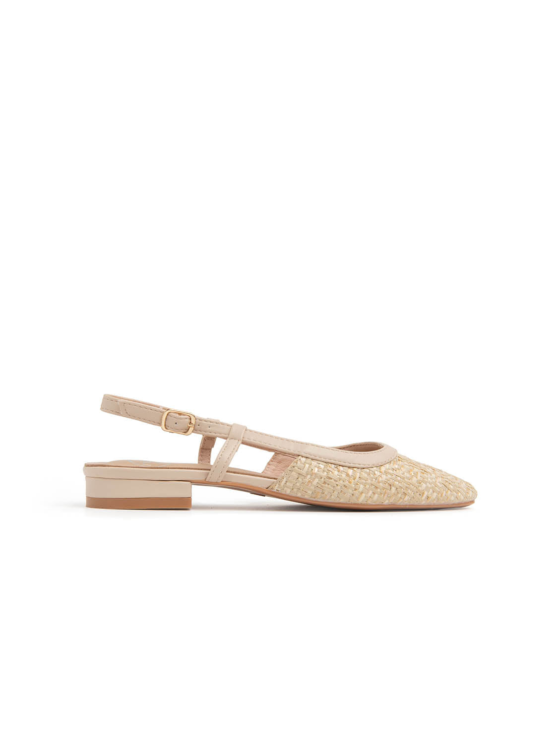 Slingback round toe and low heel - BEIGE