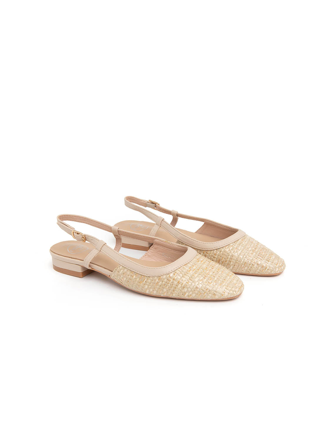 Slingback round toe and low heel - BEIGE