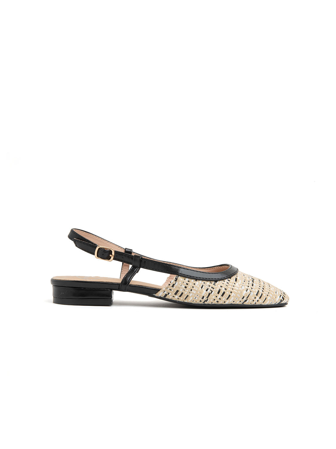 Slingback round toe and low heel - BLACK