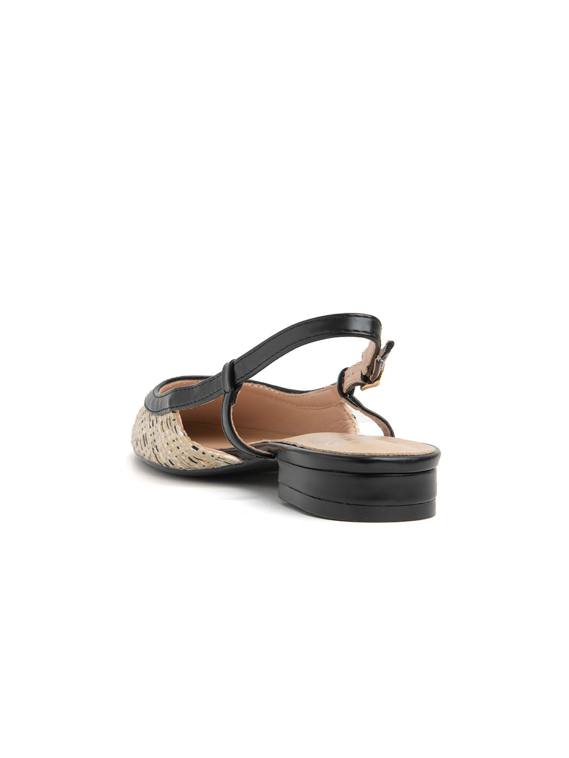 Slingback round toe and low heel - BLACK