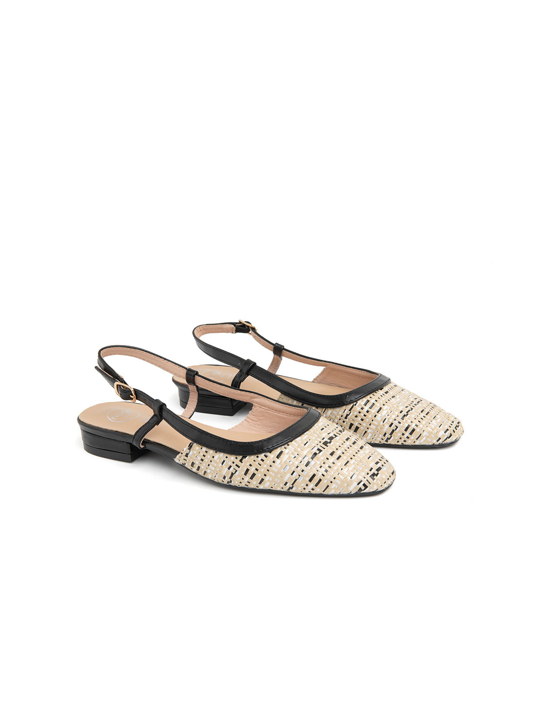 Slingback round toe and low heel - BLACK