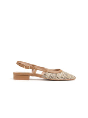 Slingback round toe and low heel - KHAKI