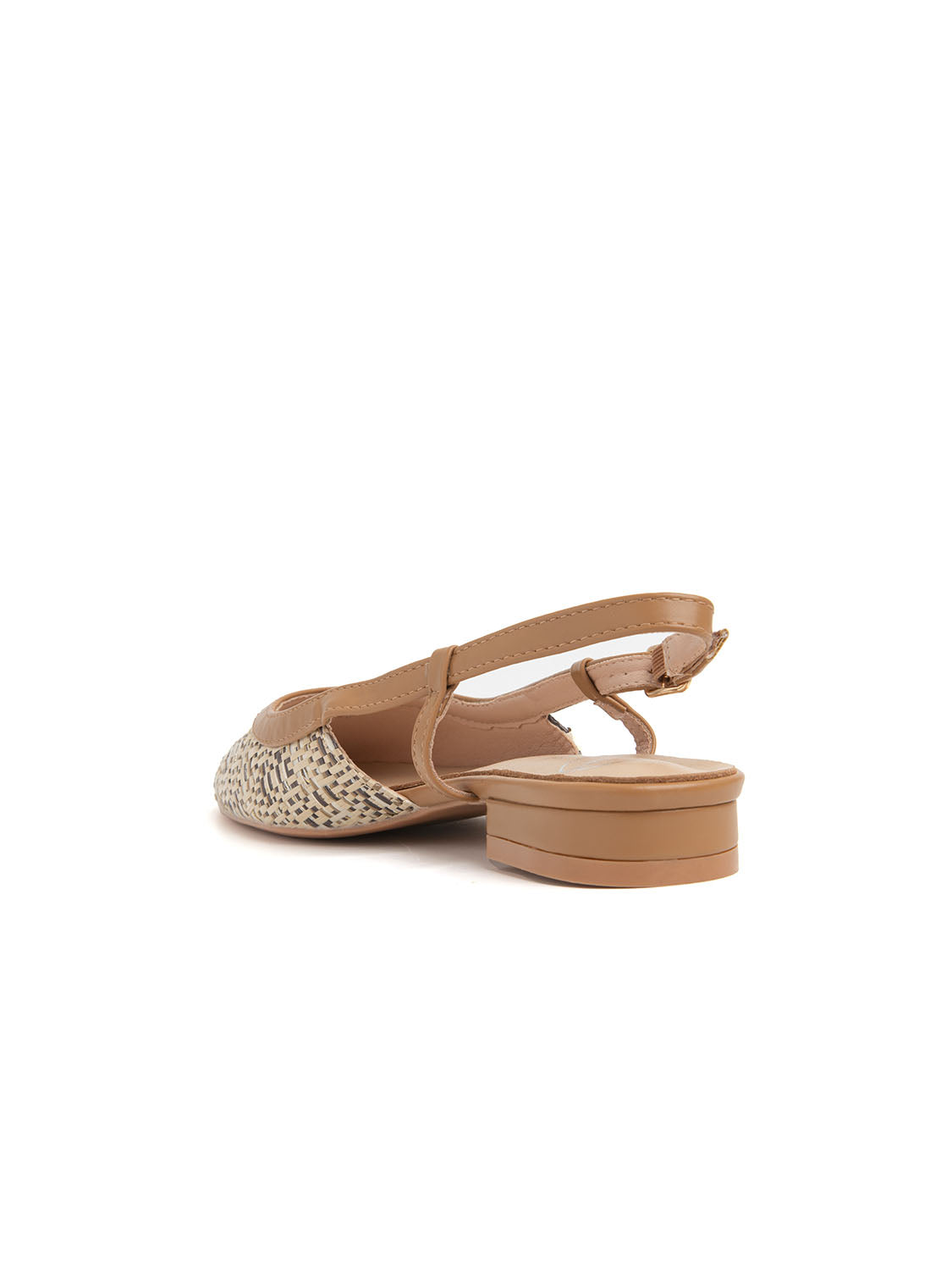 Slingback round toe and low heel - KHAKI