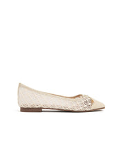 Pierced ballerina with bow - BEIGE