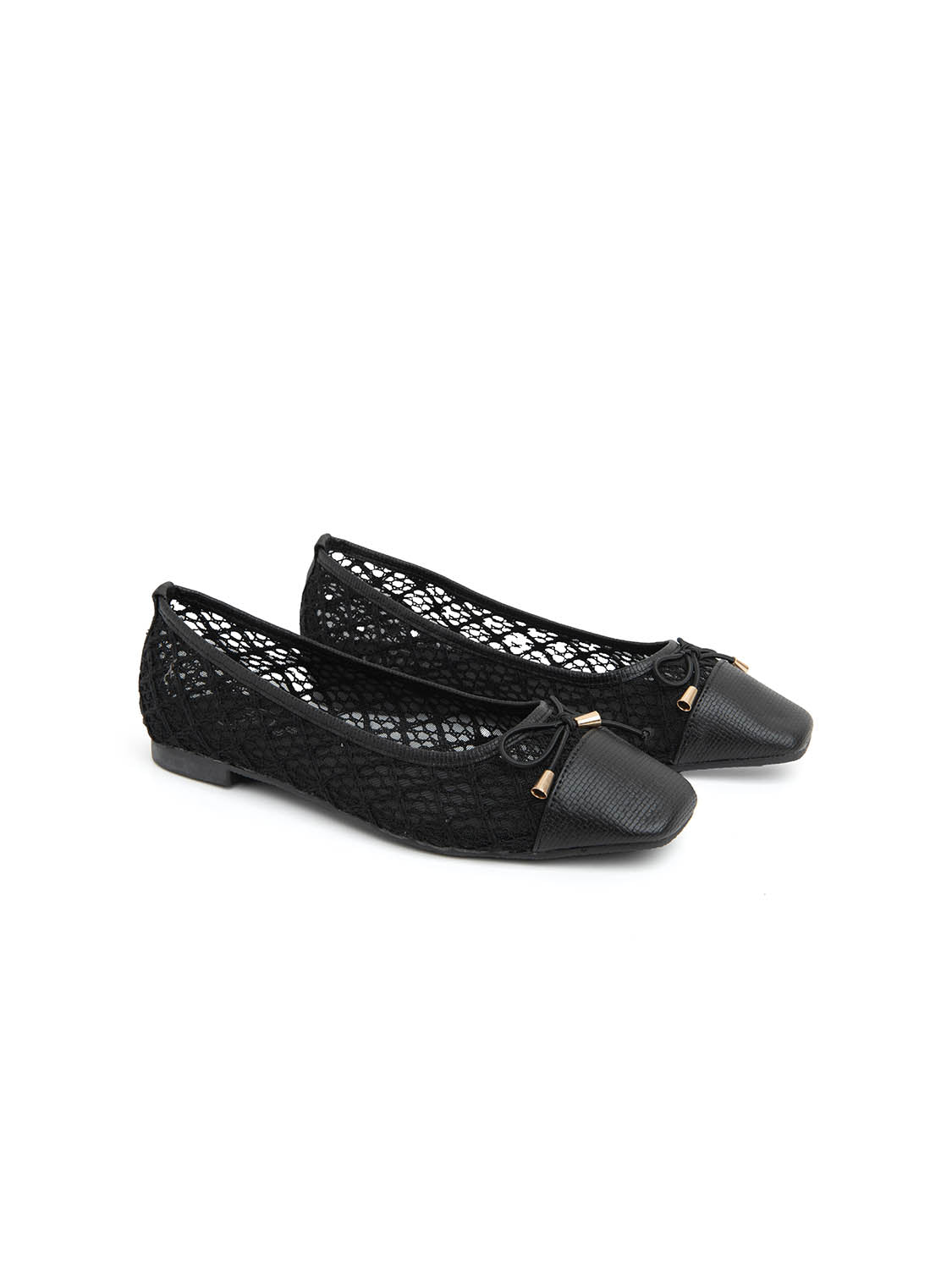 Pierced ballerina with bow - BLACK