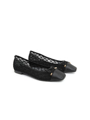 Pierced ballerina with bow - BLACK