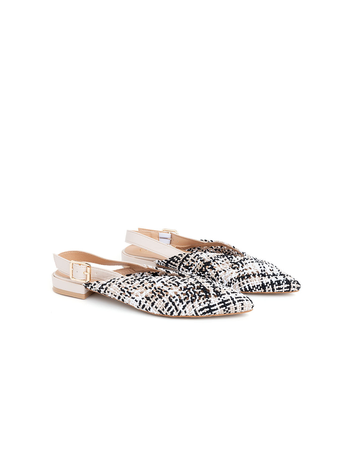 Two-tone fabric slingback - KHAKI