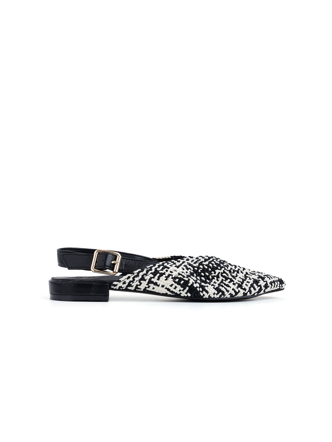 Two-tone fabric slingback - BLACK