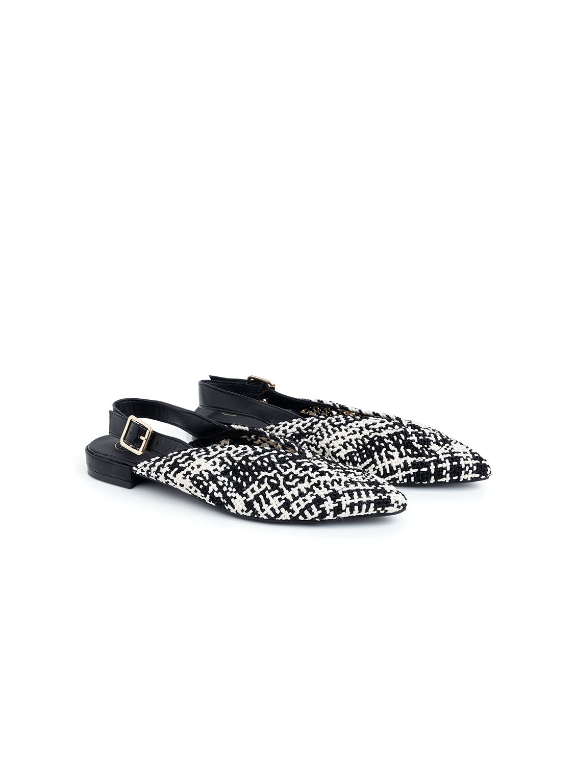 Two-tone fabric slingback - BLACK