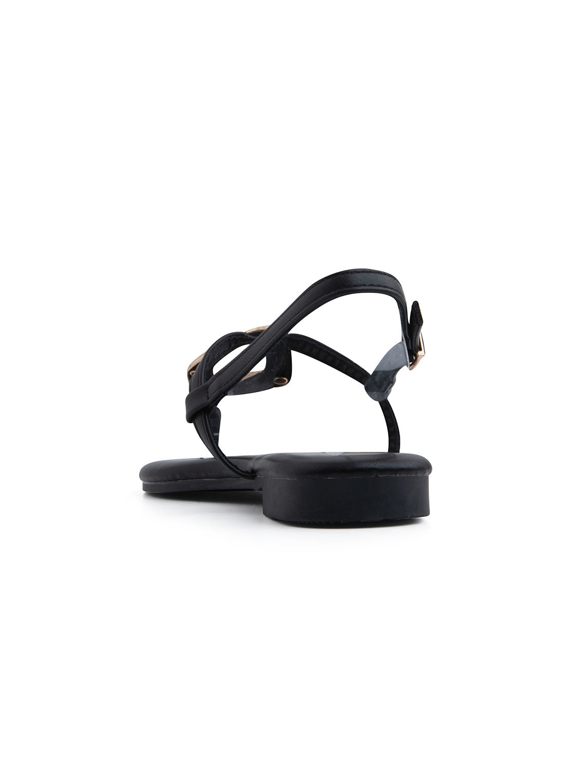 Sandalo infradito con maxi accessorio gold - NERO