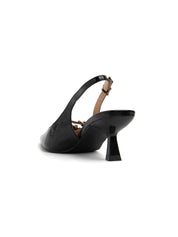 Slingback with straps and kitten heel - BLACK
