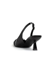 Kitten Heel Buckle Slingback - BLACK