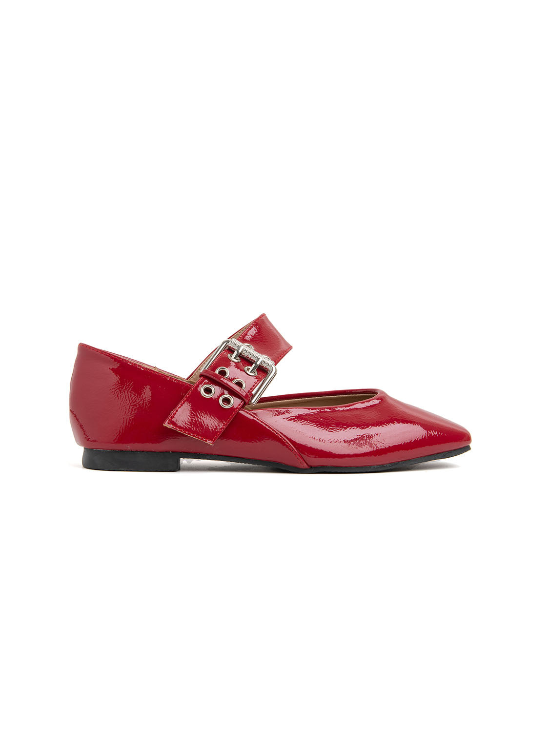Ballerina with buckle on the instep - RED