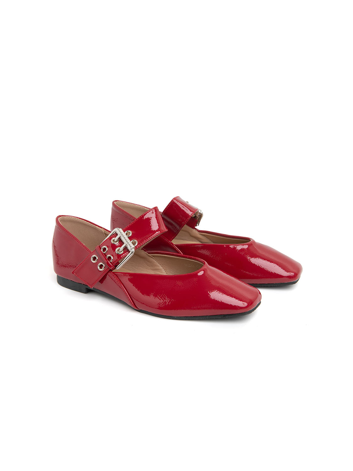 Ballerina with buckle on the instep - RED