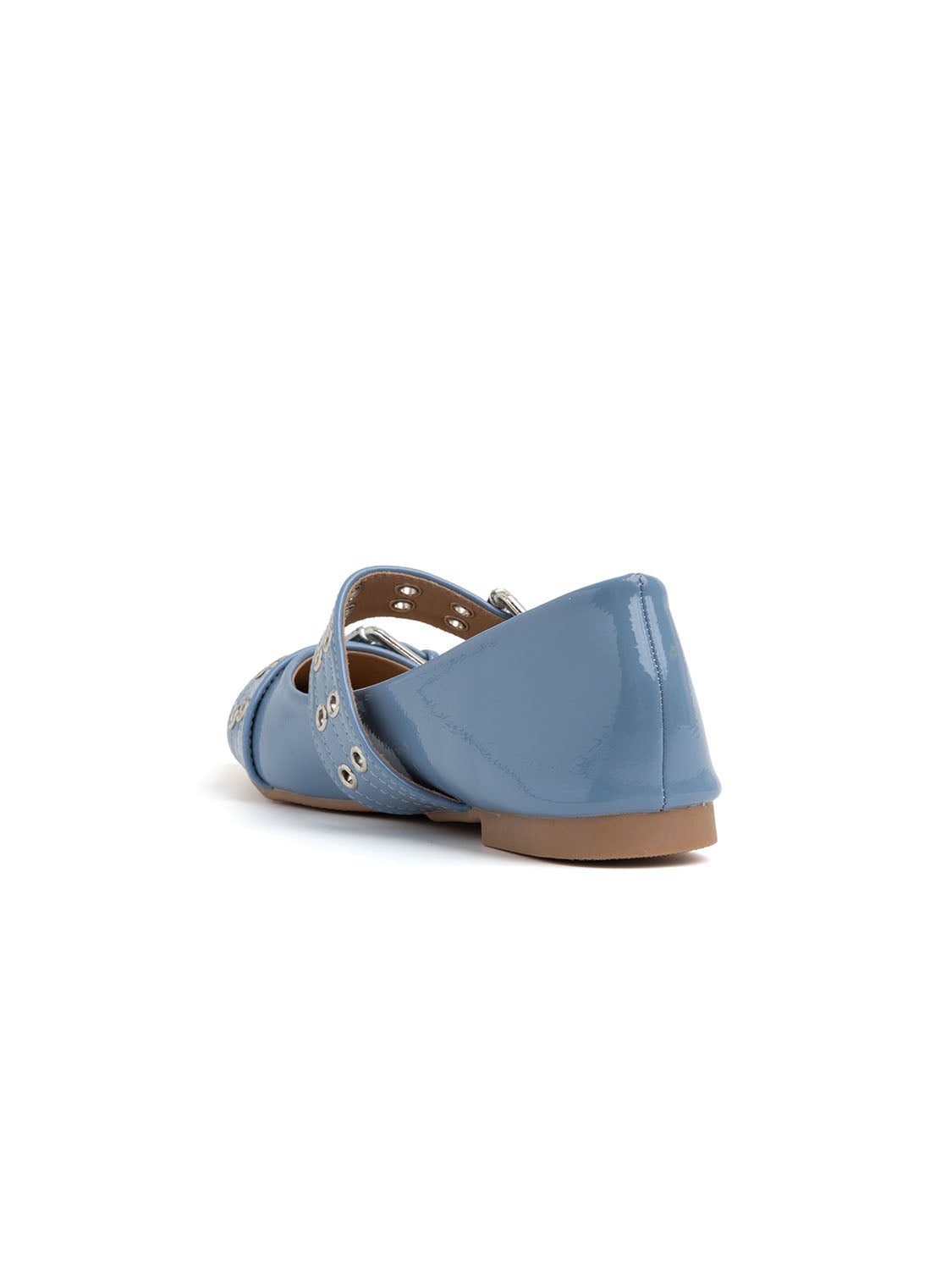 Pointed Toe Ballerina with Double Buckle - BLUE