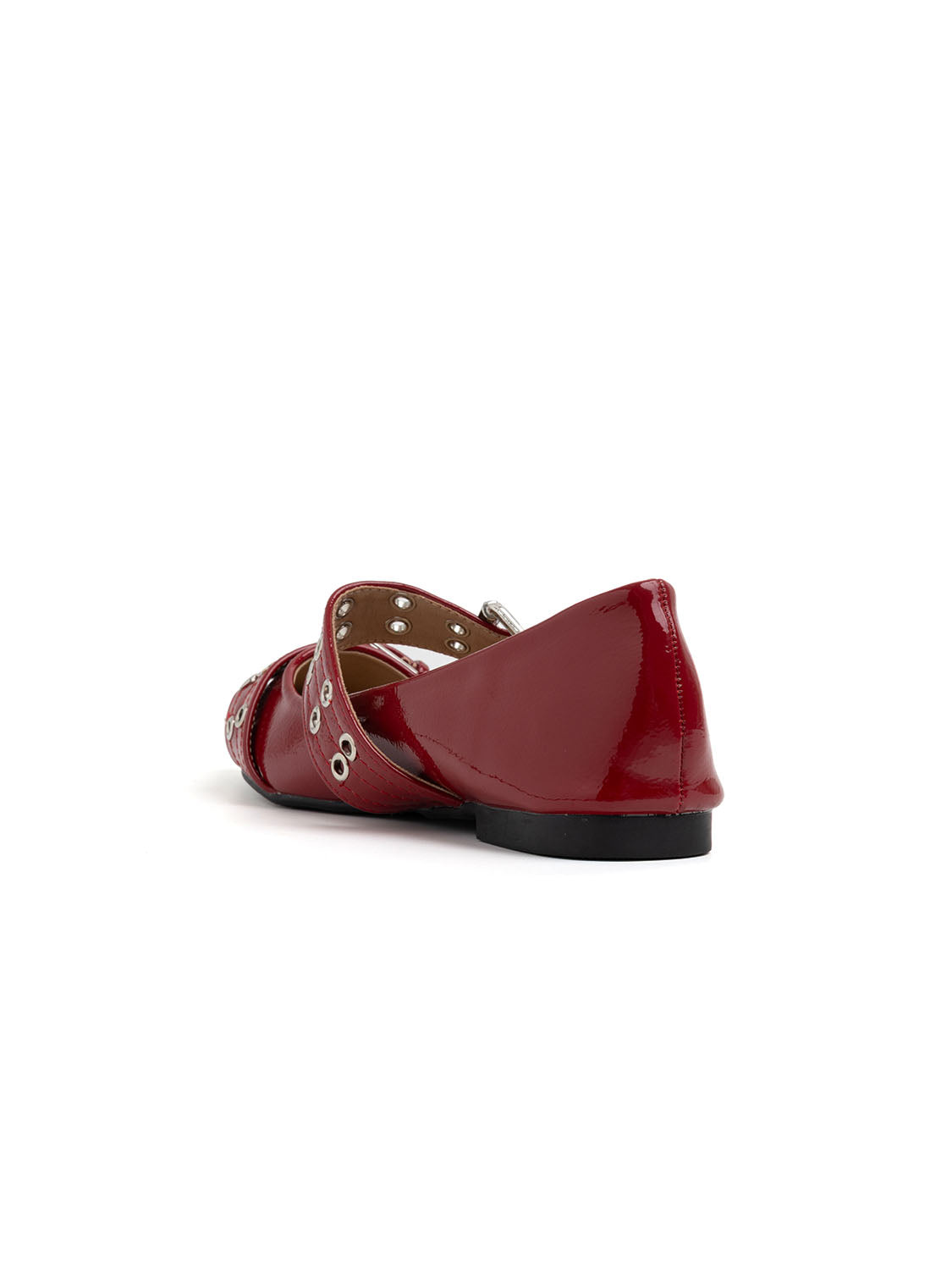 Pointed Toe Ballerina with Double Buckle - RED