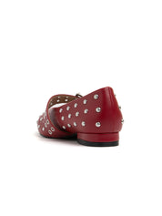 Pointed Toe Ballerina with Studs - RED