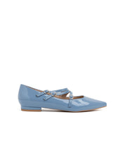 Pointed Toe Ballerina with 3 Straps - BLUE
