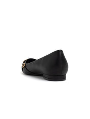 Low Pointed Ballerina with Buckles - BLACK
