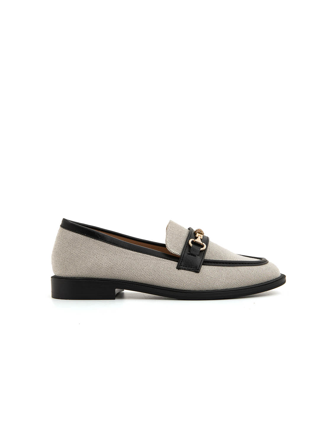 Mocassino bicolore con morsetto oro - NERO