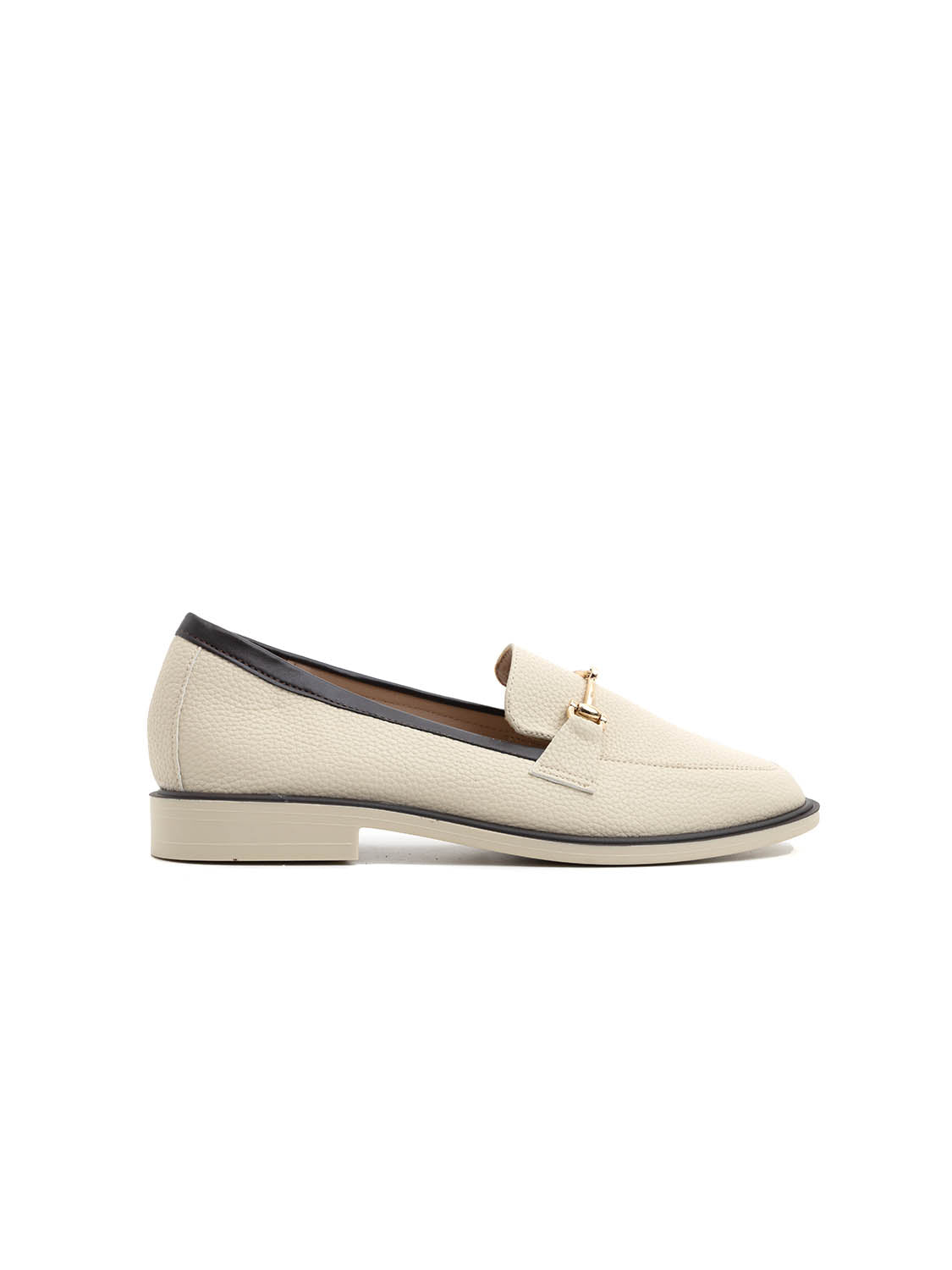 Mocassino outline slim con morsetto oro - BEIGE