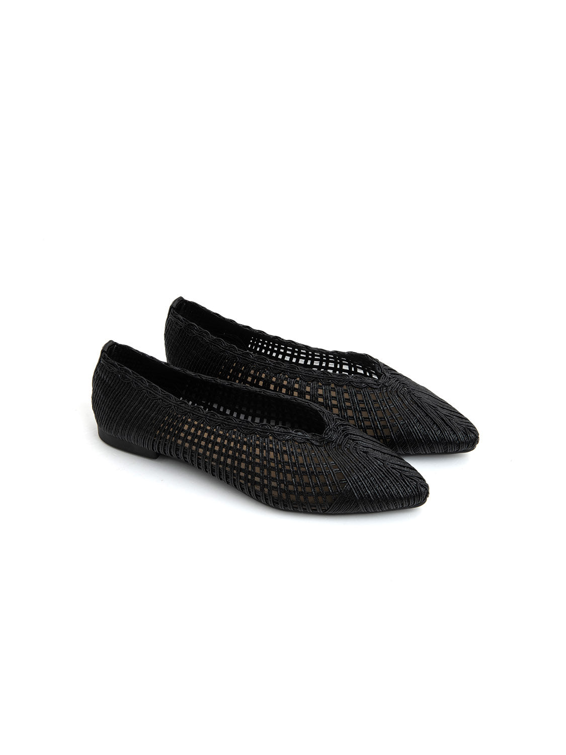 Ballerina texture-chic a punta - NERO