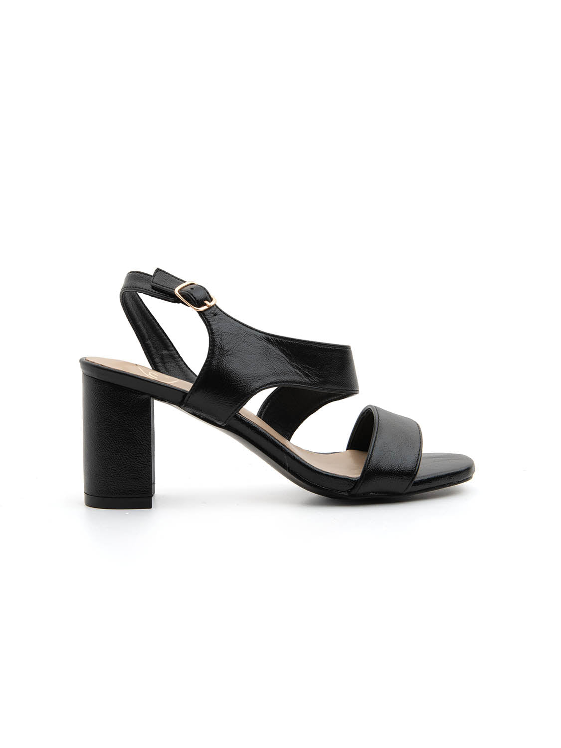 Sandalo con tacco largo e fascia sculpt - NERO