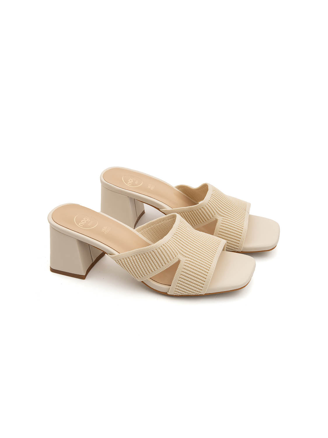 Sabot cross-strap in tessuto - BEIGE