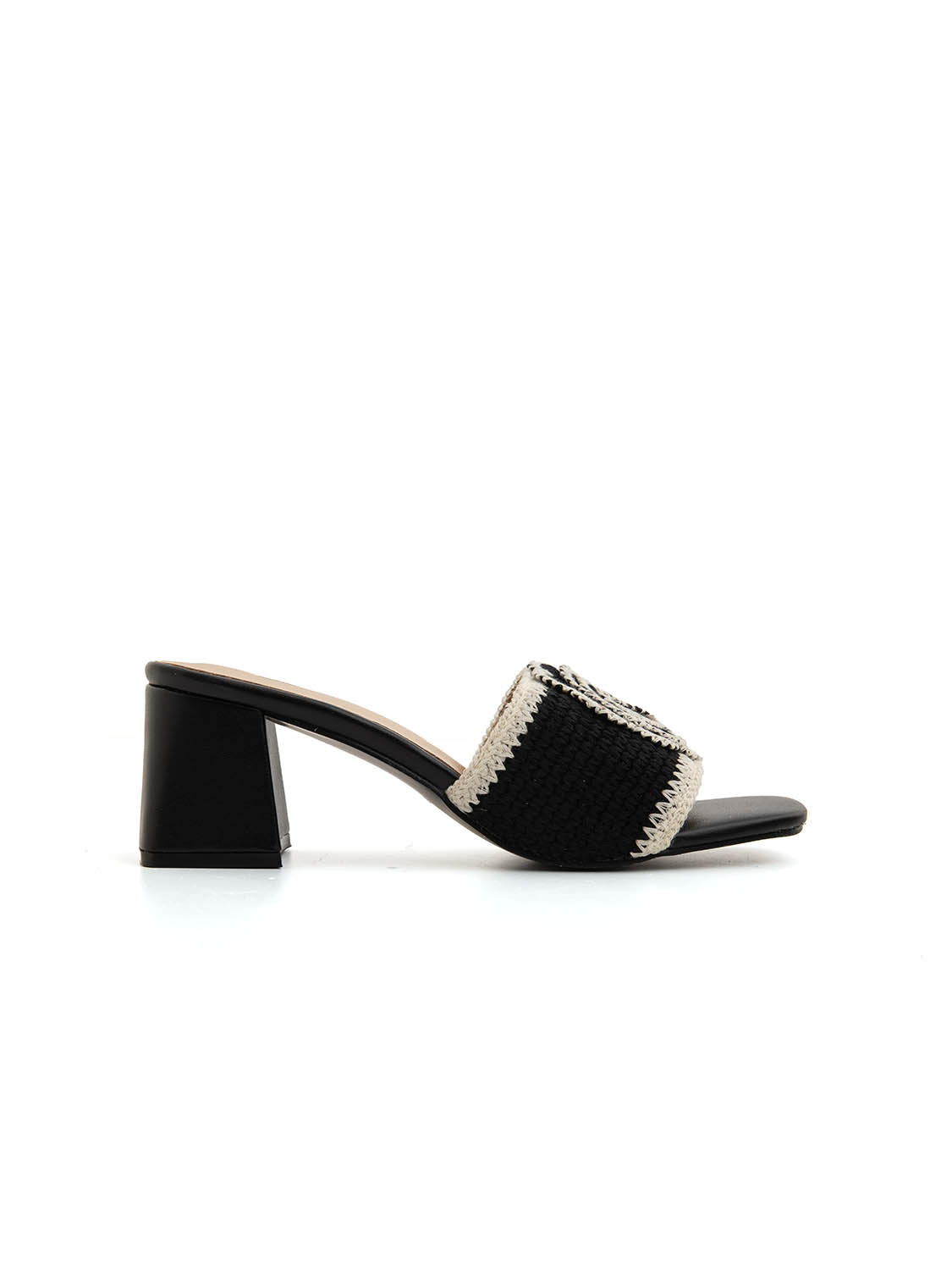 Sabot boho con fascia a uncinetto - NERO