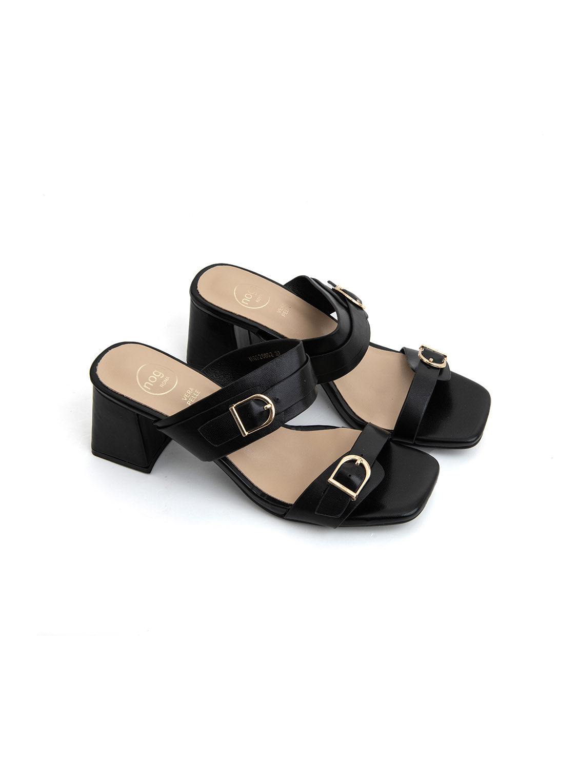 Sandalo glam-rock con doppia fibbia - NERO