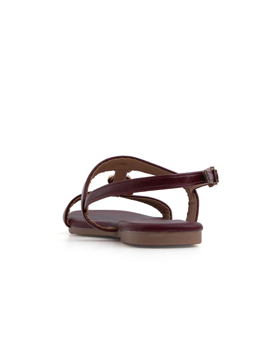 Sandalo flat con dettagli leaf gold - VINO ROSSO