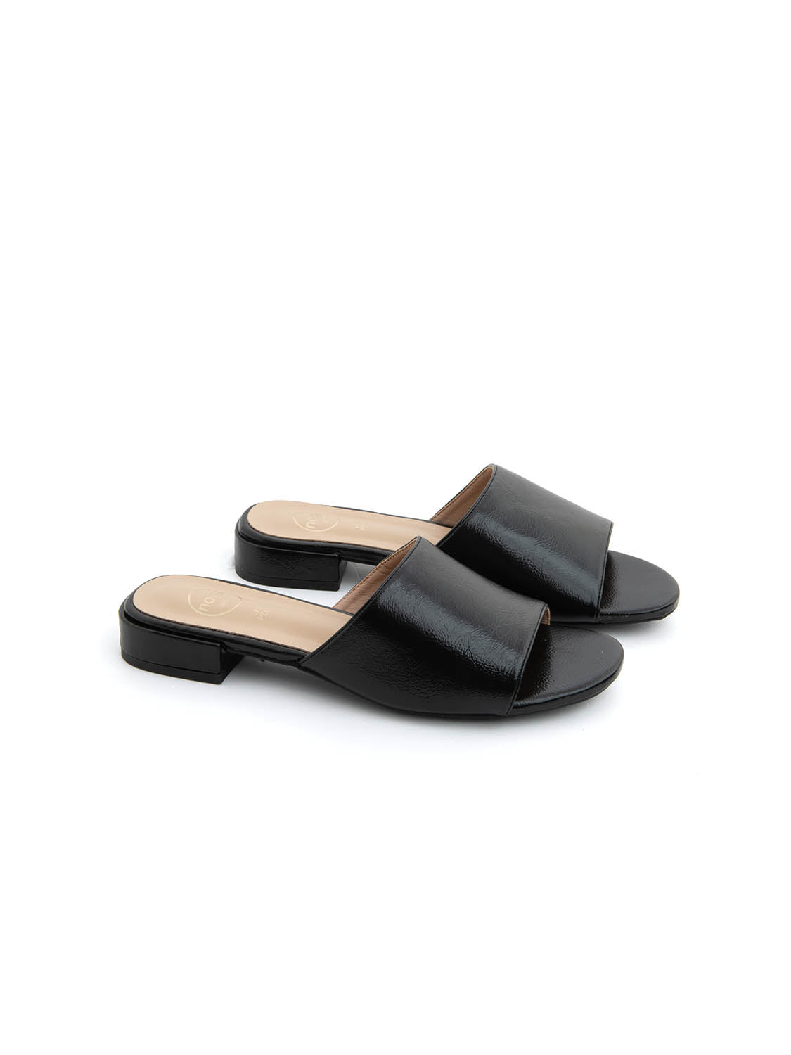 Ciabatta glossy con fascia ampia - NERO