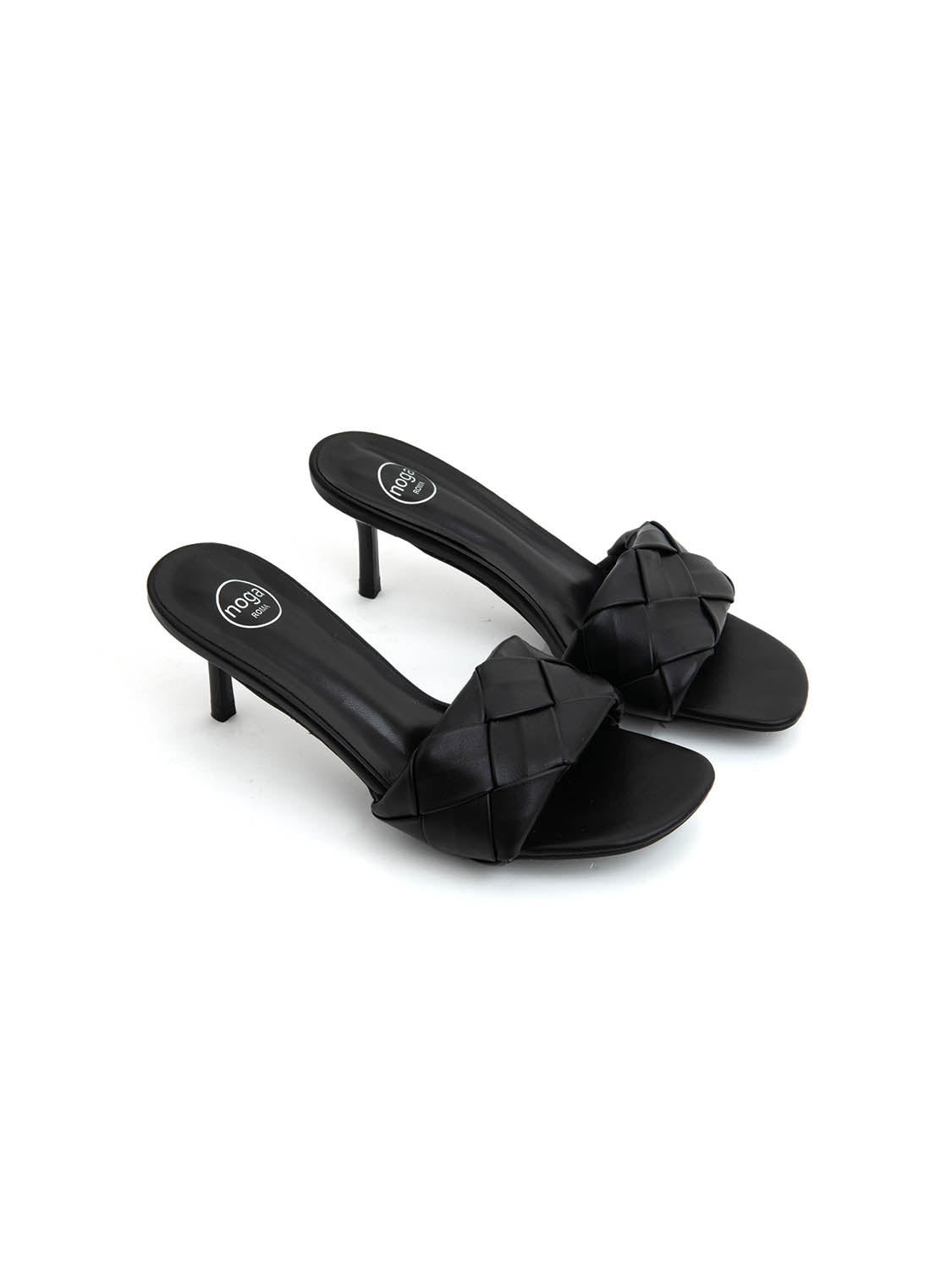 Sabot geometric con tacco a stiletto - NERO