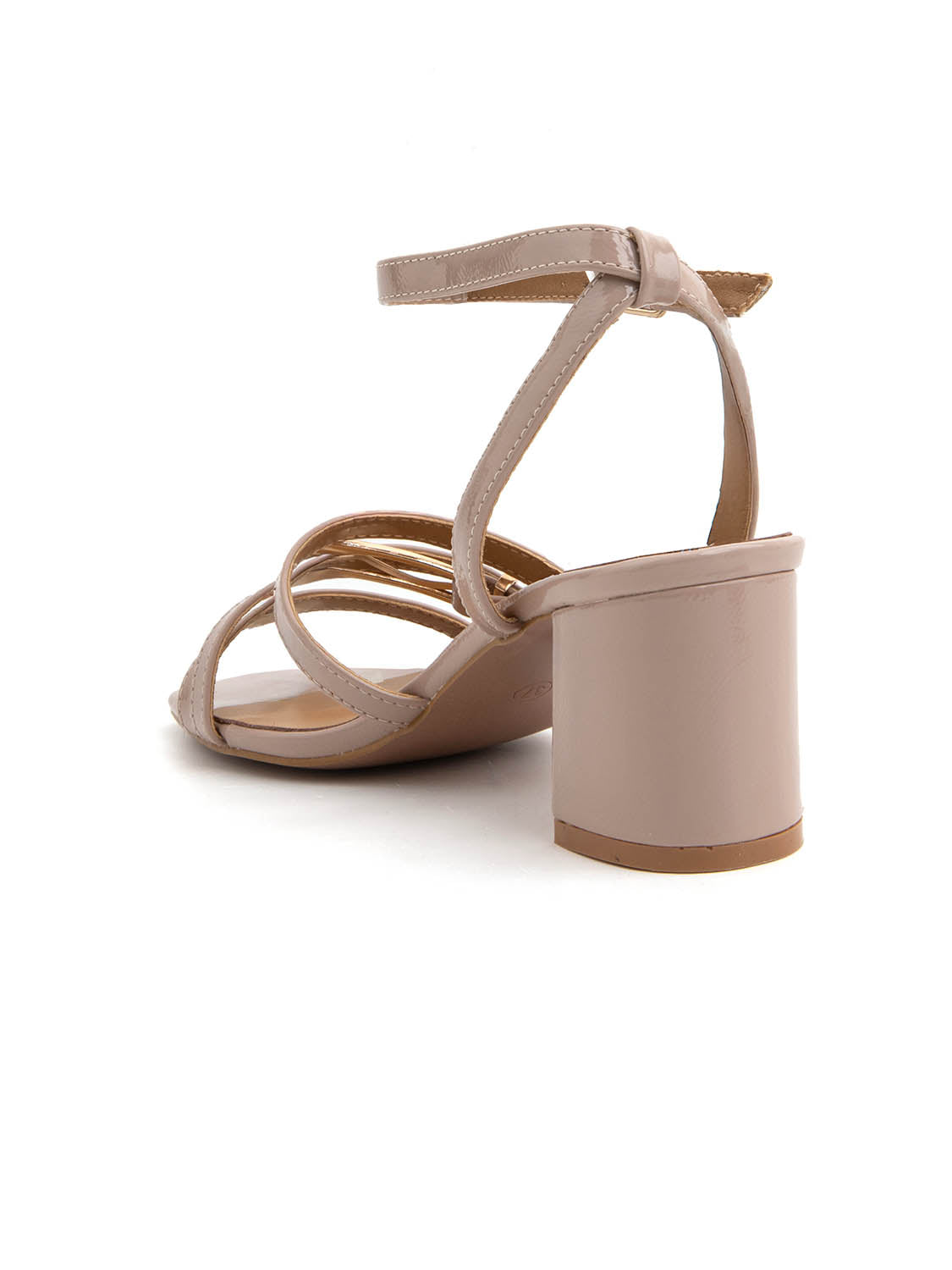 Sandalo glossy con fascette a incrocio - BEIGE