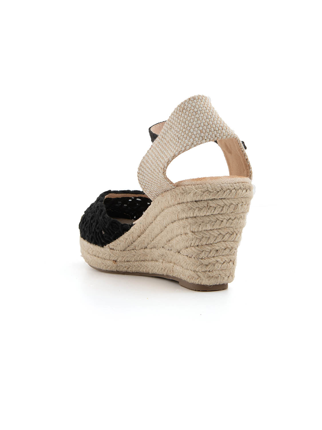 Espadrillas ricamata con zeppa - NERO
