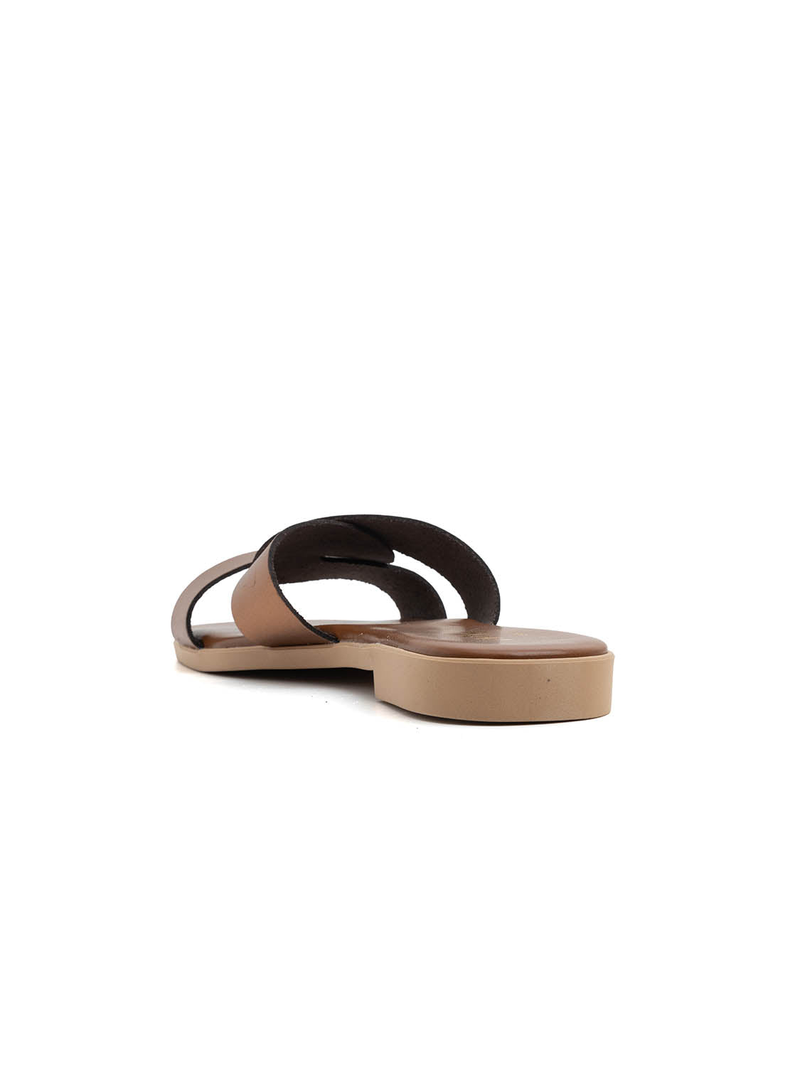 Ciabatta metallic cross in vera pelle - BRUCIATO