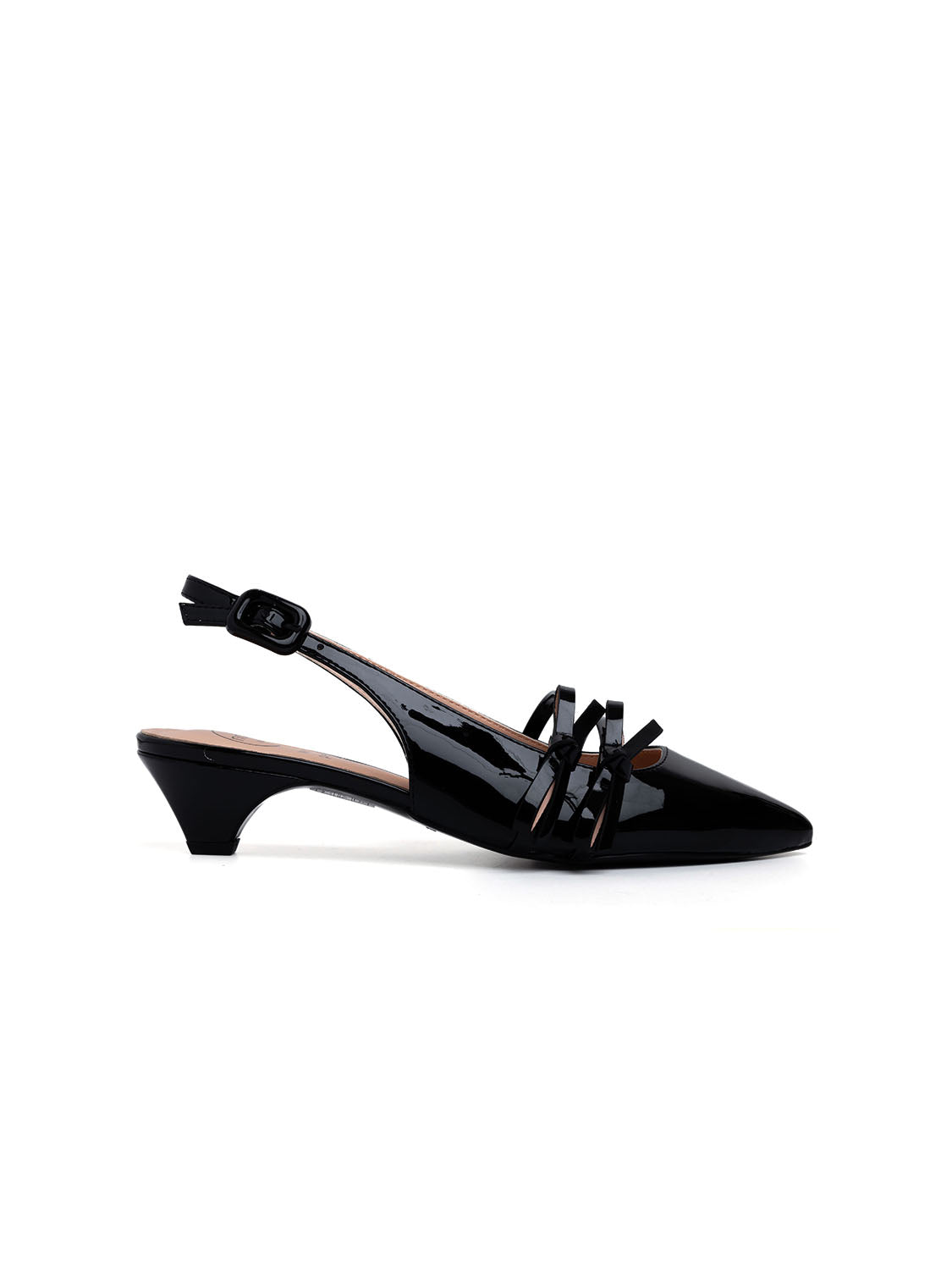 Slingback with bows and cone heel - BLACK