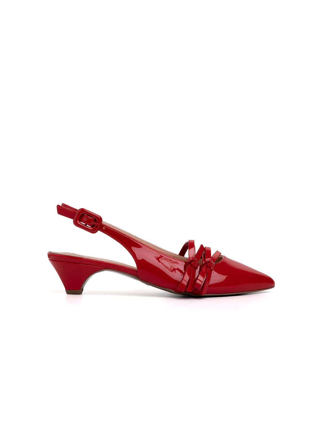 Slingback with bows and cone heel - RED