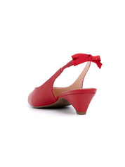 Slingback with cone heel and bow on the strap - RED
