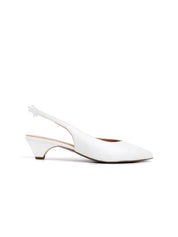 Slingback with cone heel and bow on the strap - WHITE